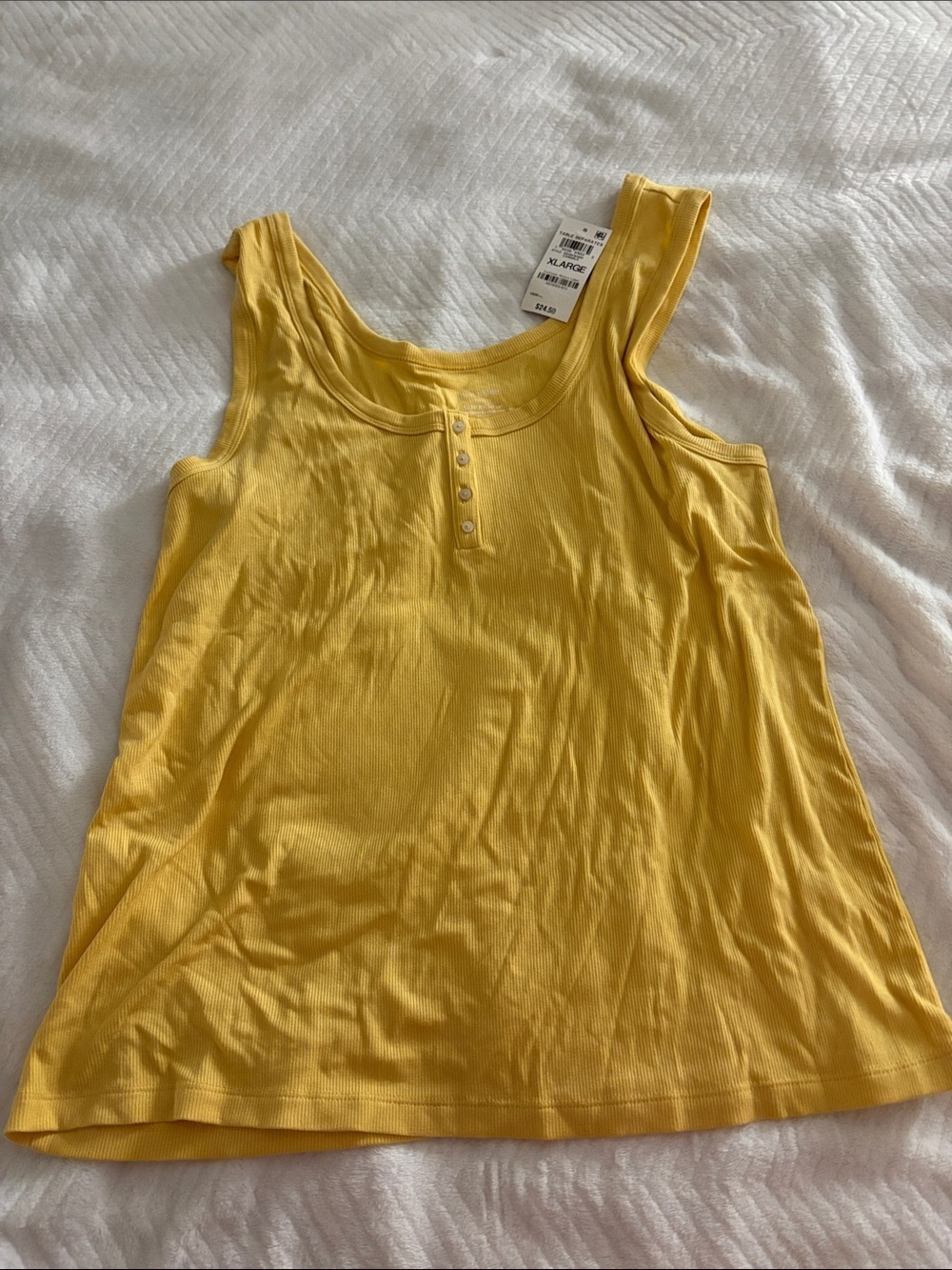 Classic Yellow Scoop-Neck Button Tank Top - Picture 1 of 3